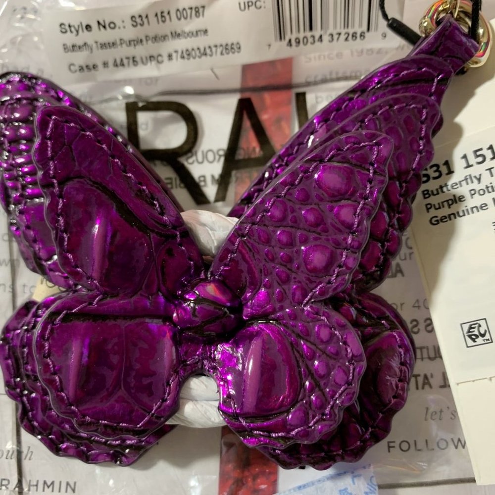 BRAHMIN BUTTERFLY TASSEL Purple Potion Bag Charm NWT STOCK PHOTOS only - Picture 2 of 4